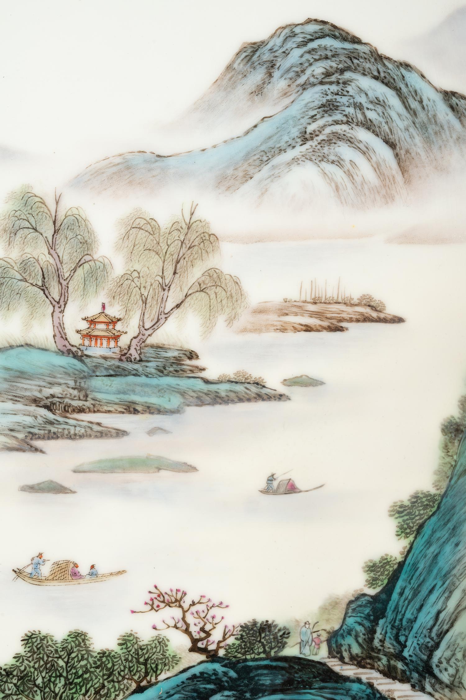 A Pair of Chinese Export Famille Rose Hanging Screens