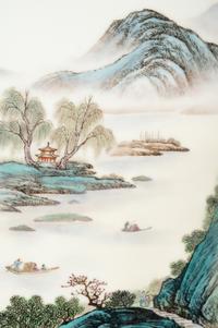 A Pair of Chinese Export Famille Rose Hanging Screens