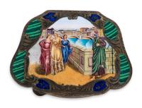 A German Silver and Enamel Compact