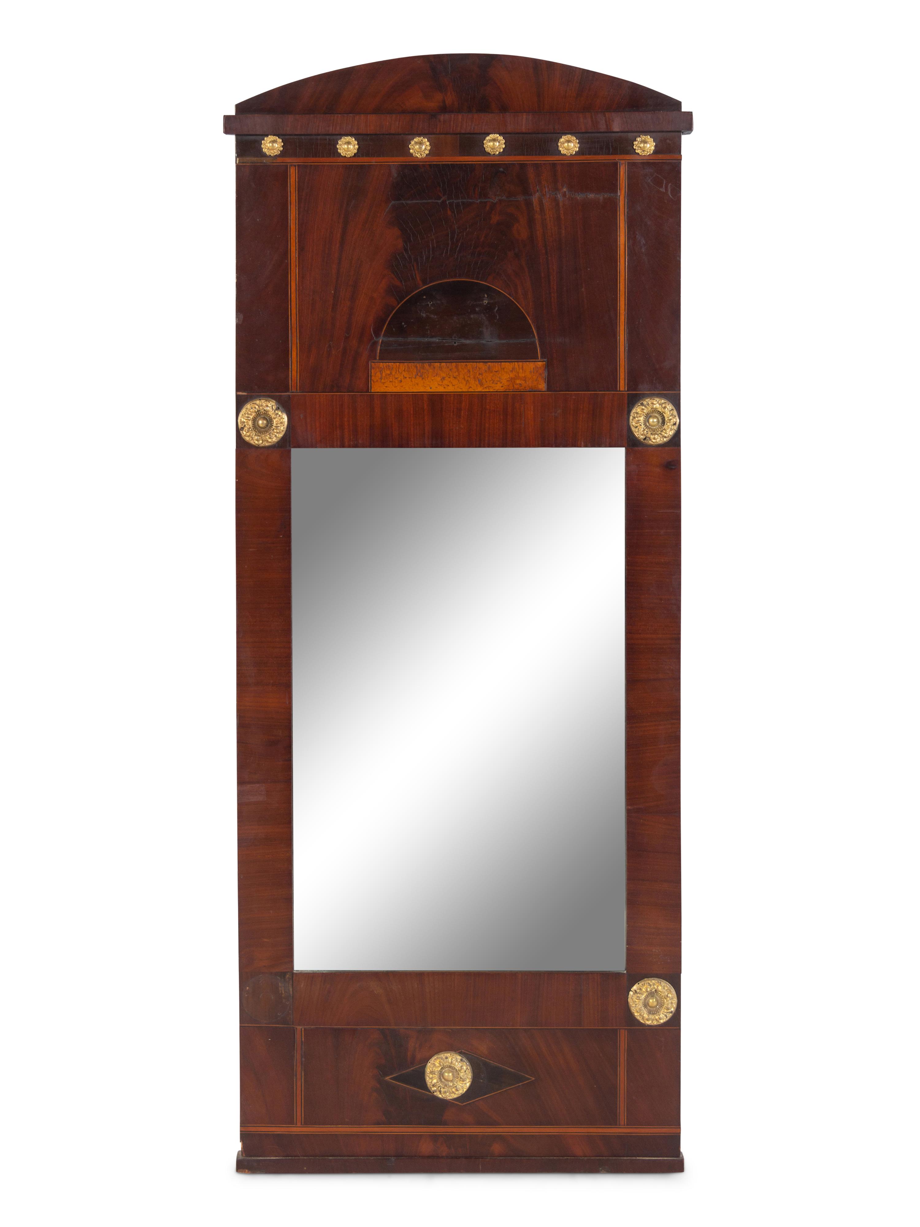 A Continental Mahogany Pier Mirror