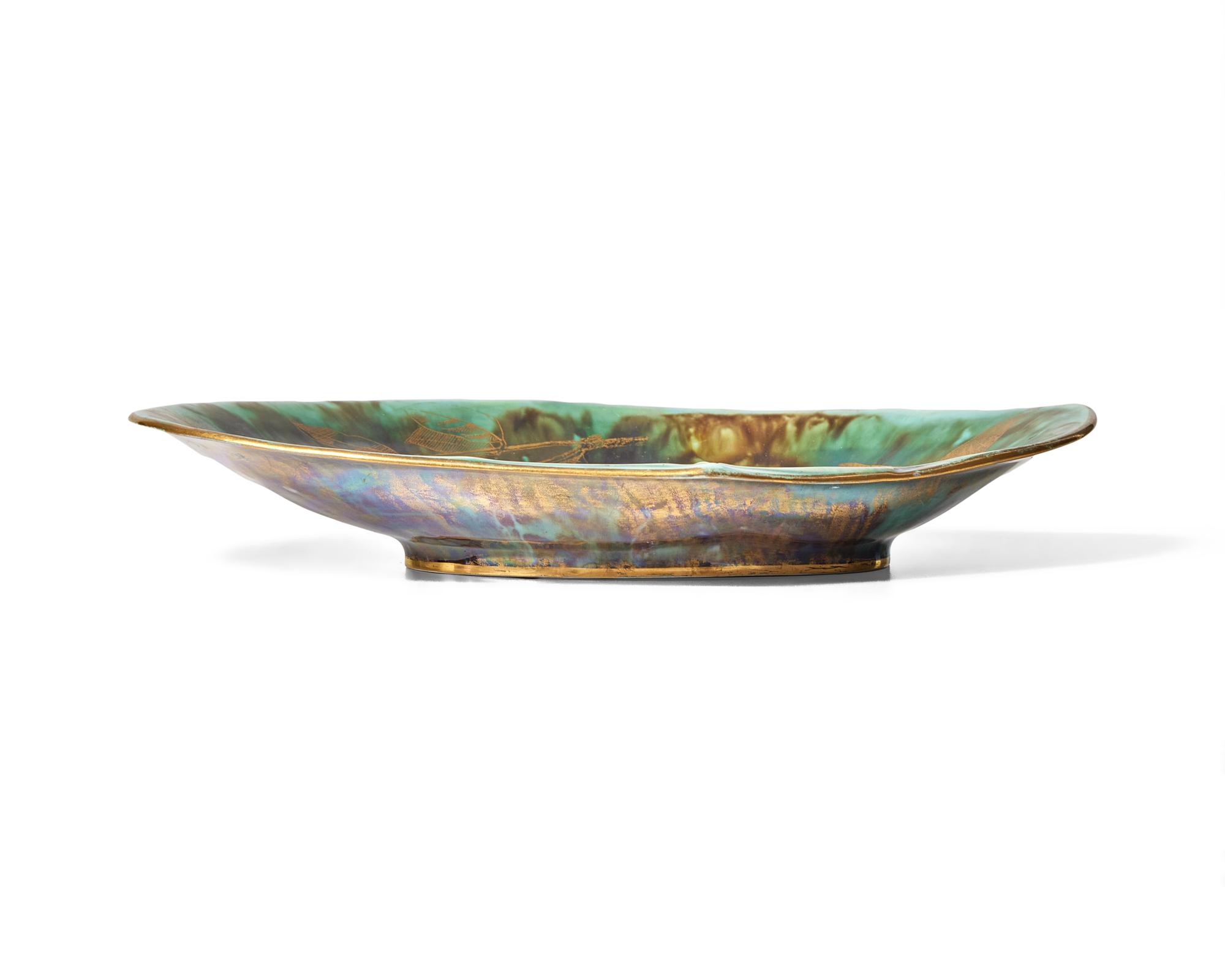 A Wedgwood Parcel-Gilt Fairyland Luster Shell-Form Dish