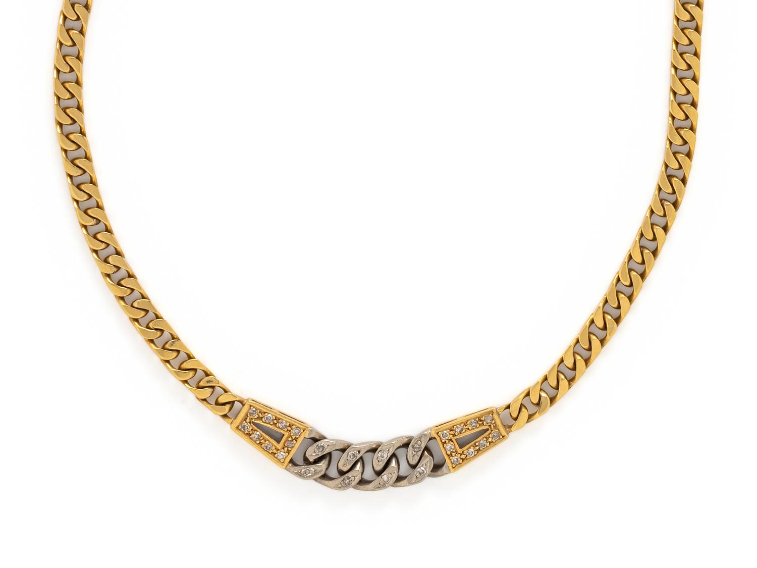 BICOLOR GOLD AND DIAMOND CURB LINK NECKLACE
