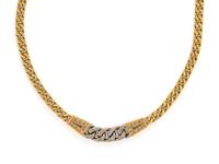 BICOLOR GOLD AND DIAMOND CURB LINK NECKLACE