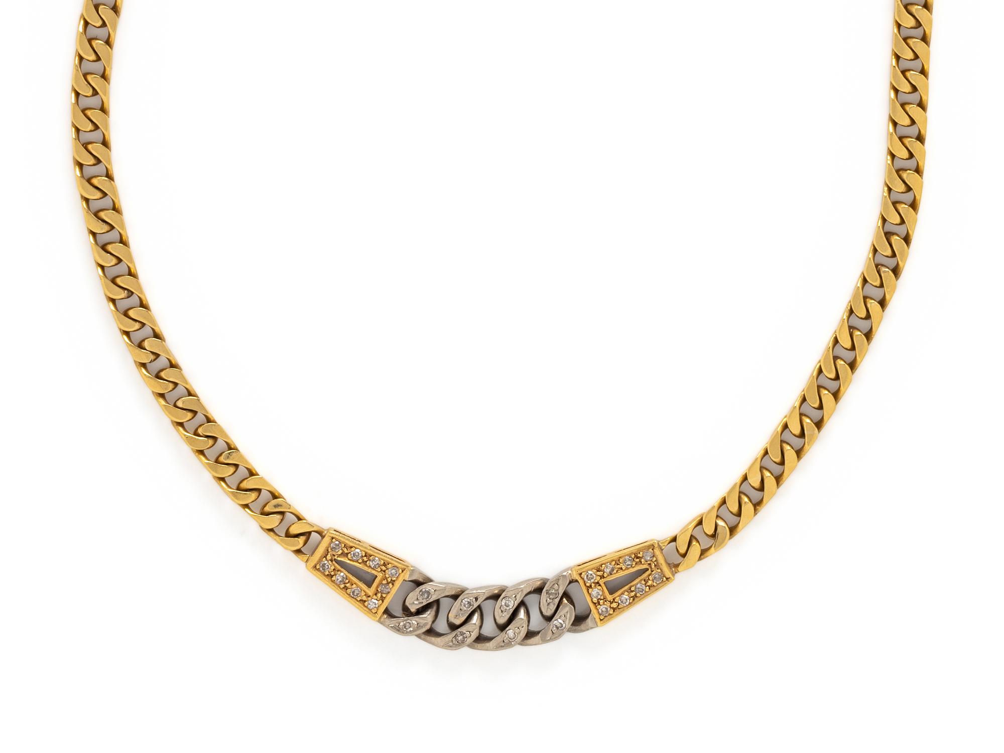 BICOLOR GOLD AND DIAMOND CURB LINK NECKLACE