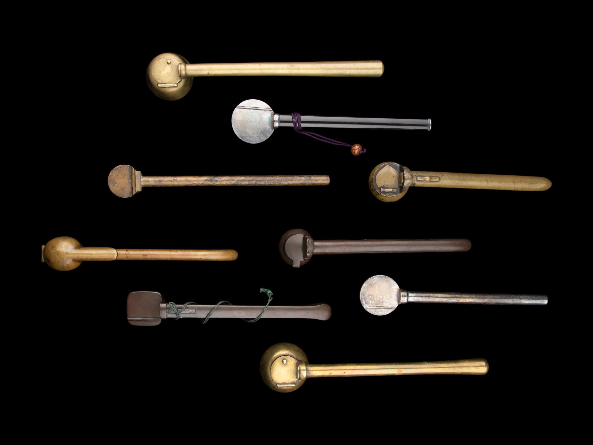 Nine Japanese Metal Portable Writing Sets, Yatate