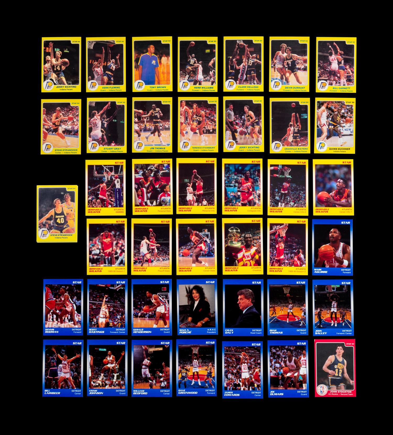 A Group of Assorted 1983, 1984, 1985 and 1986 Star Co. Basketball Cards, Including a John Stockton Rookie and Larry Bird Set,
