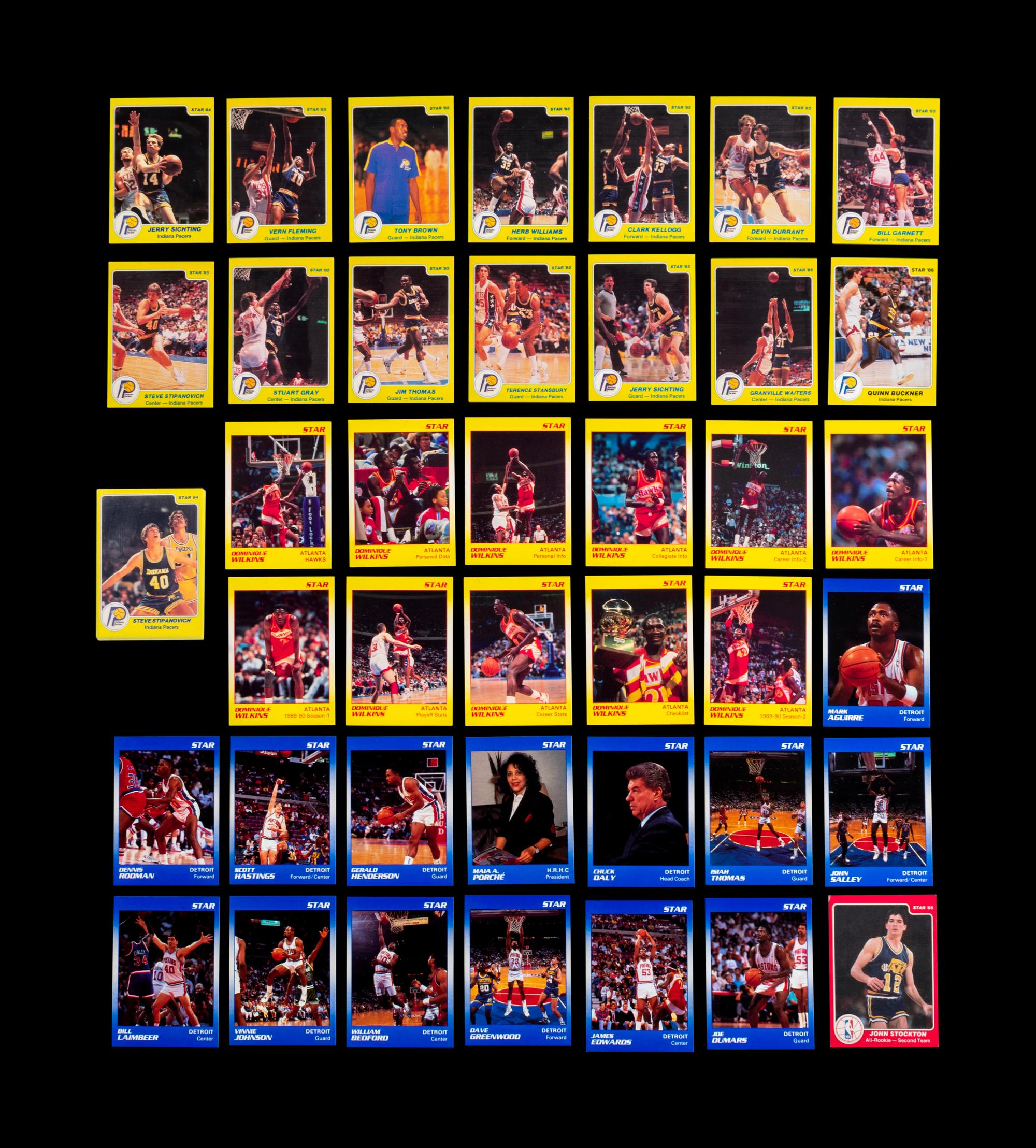 A Group of Assorted 1983, 1984, 1985 and 1986 Star Co. Basketball Cards, Including a John Stockton Rookie and Larry Bird Set,