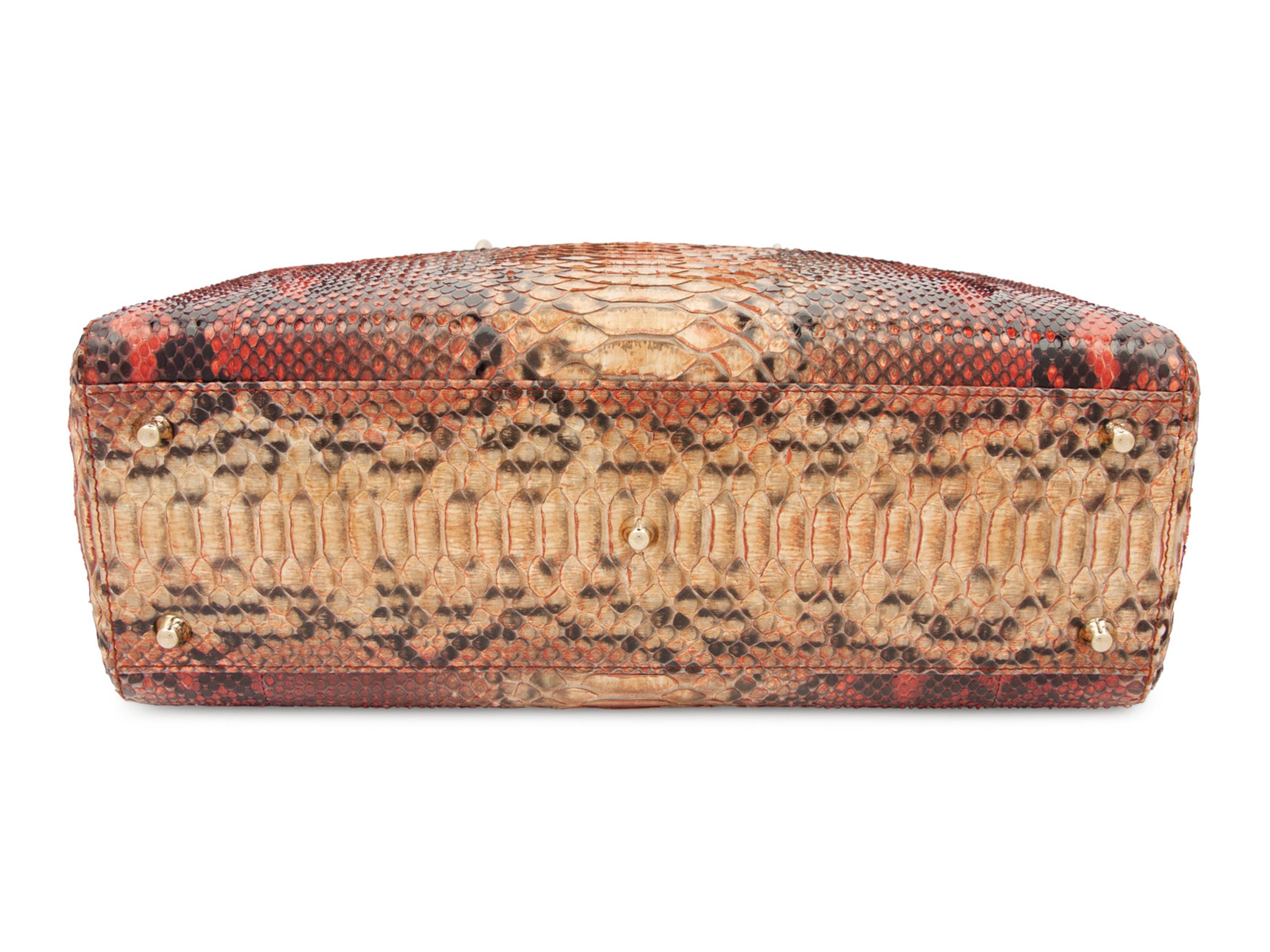 Christian Dior Red and Tan Python Medium Lady Dior Bag, 2009