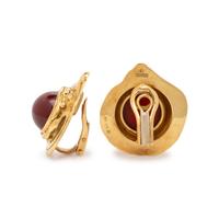 Elizabeth Gage, Carnelian and Yellow Gold Earrings