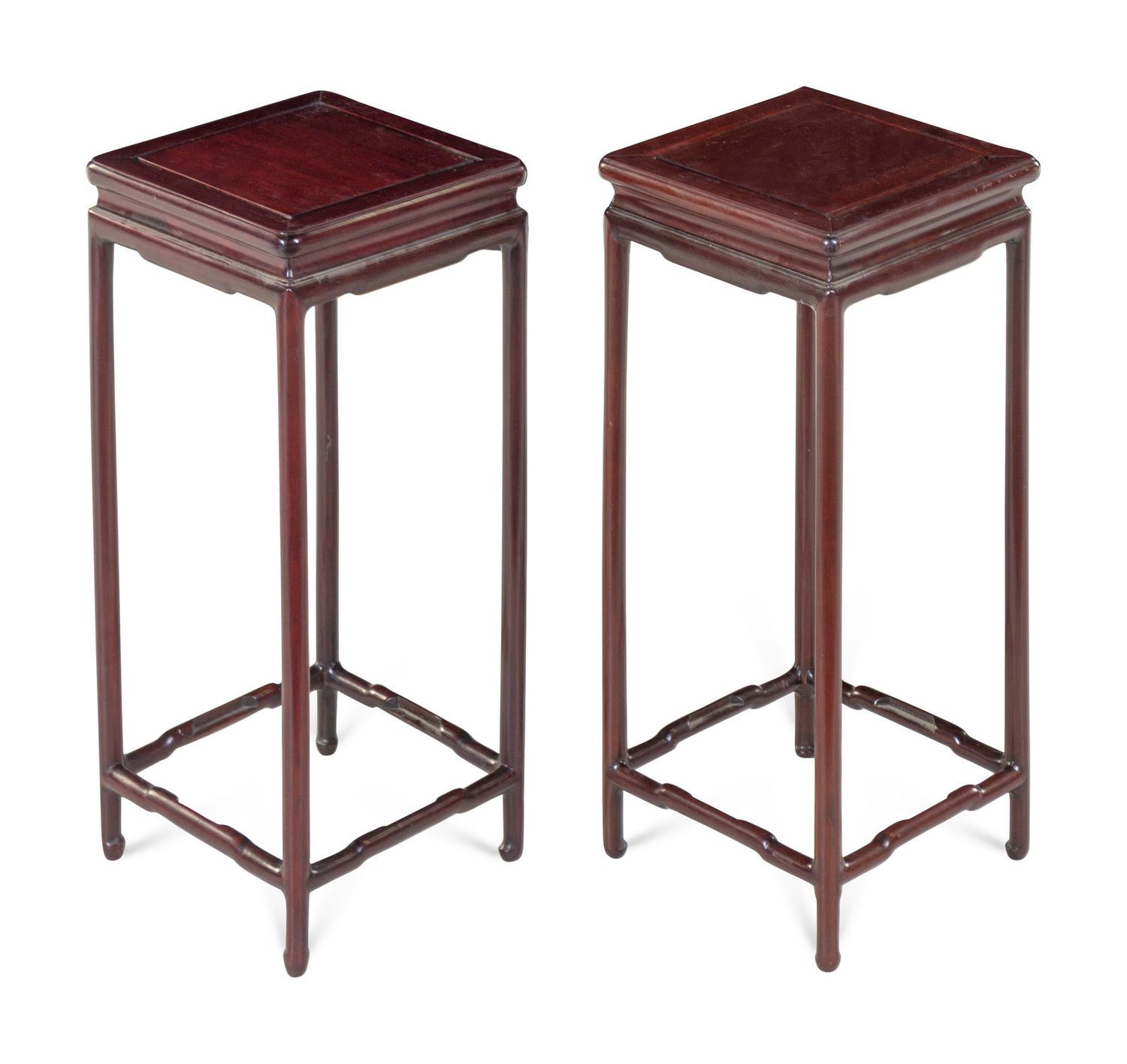 A Pair of Chinese Hardwood Rectangular Stands