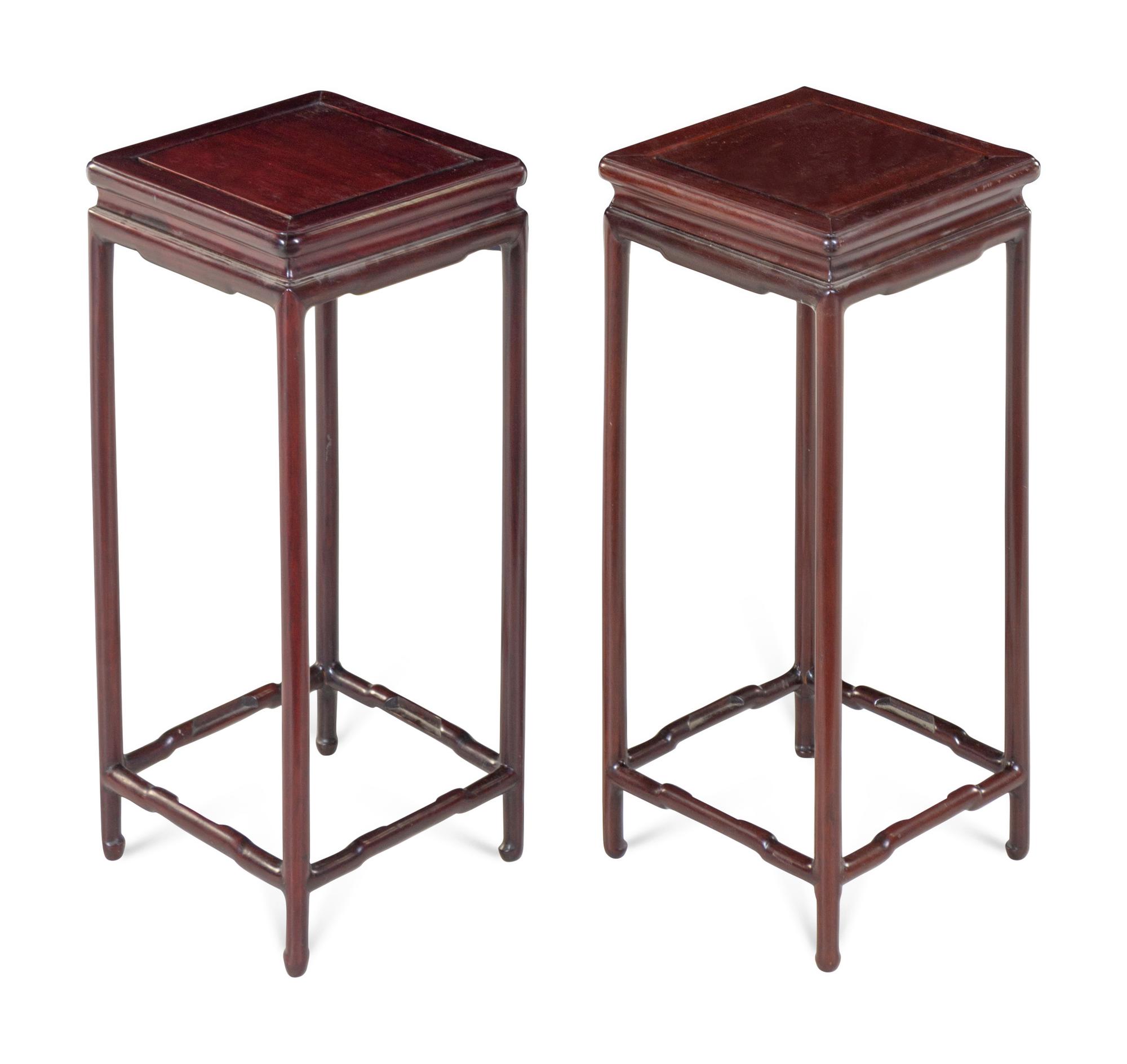 A Pair of Chinese Hardwood Rectangular Stands