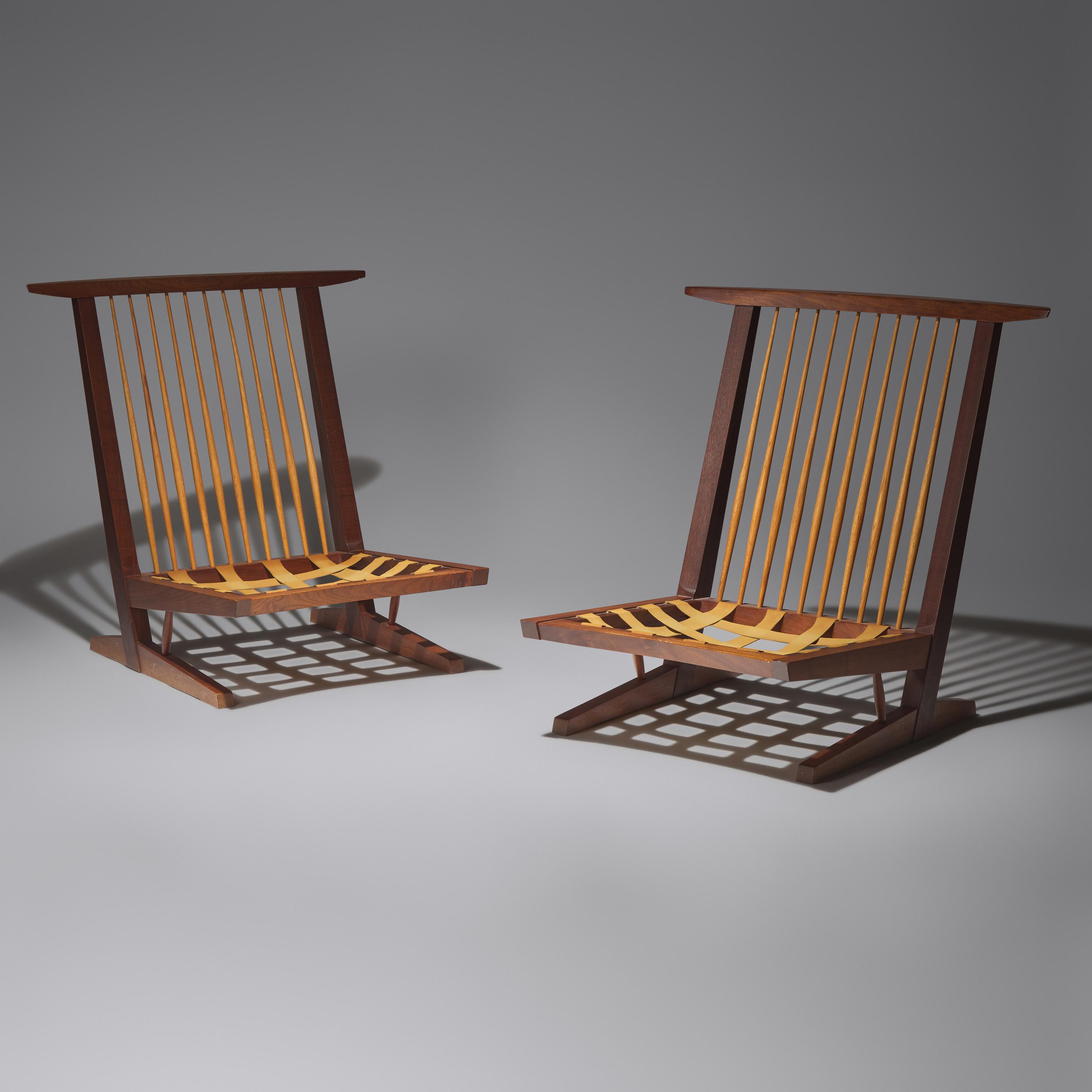 George Nakashima (American, 1905–1990) — Pair of Conoid Chairs