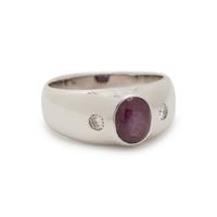 WHITE GOLD, STAR RUBY AND DIAMOND RING