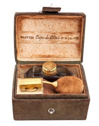 A Millot "Crepe de Chine" Perfume Atomizer Height 2 1/8 inches.