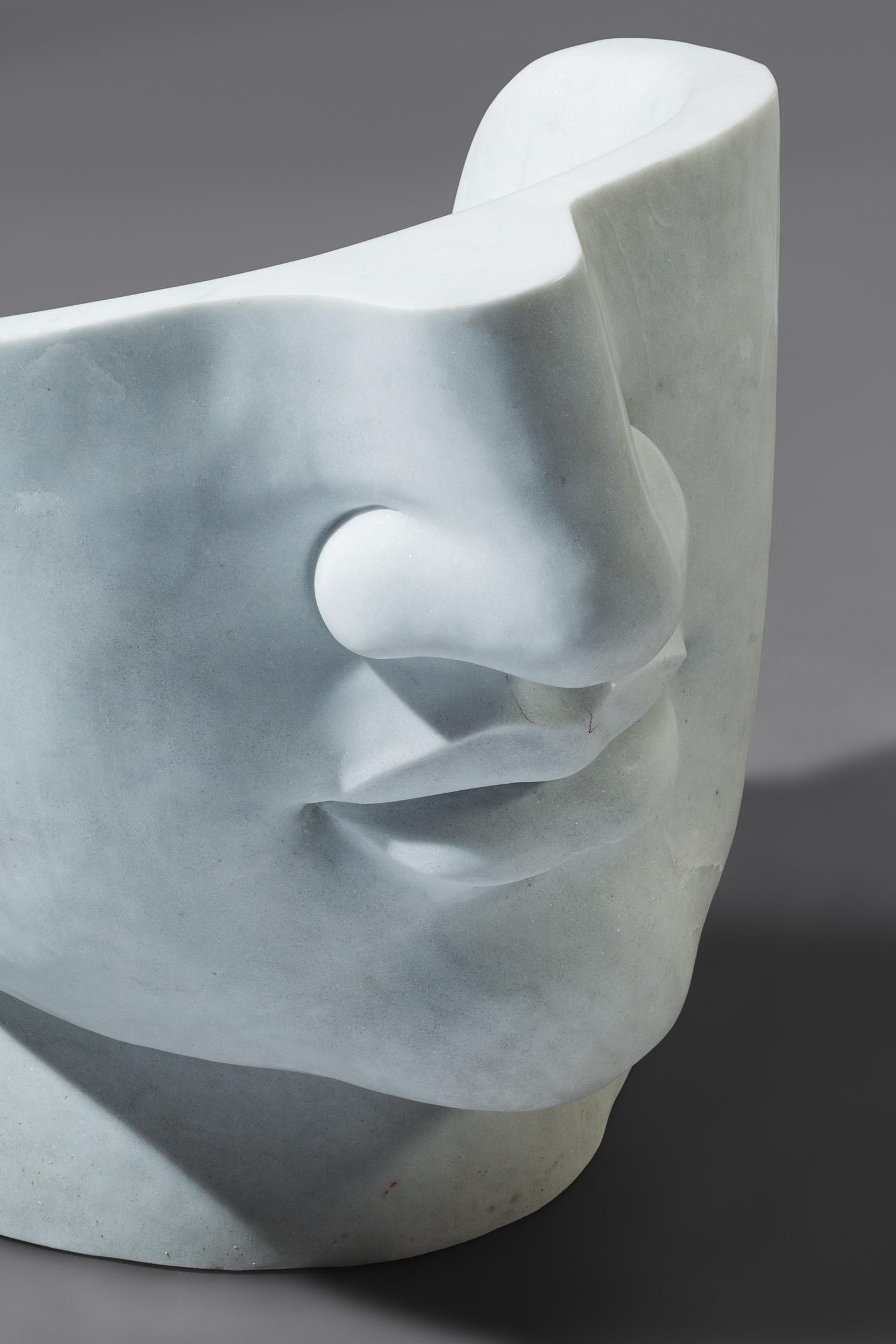 Pair of white marble 'Face' chairs