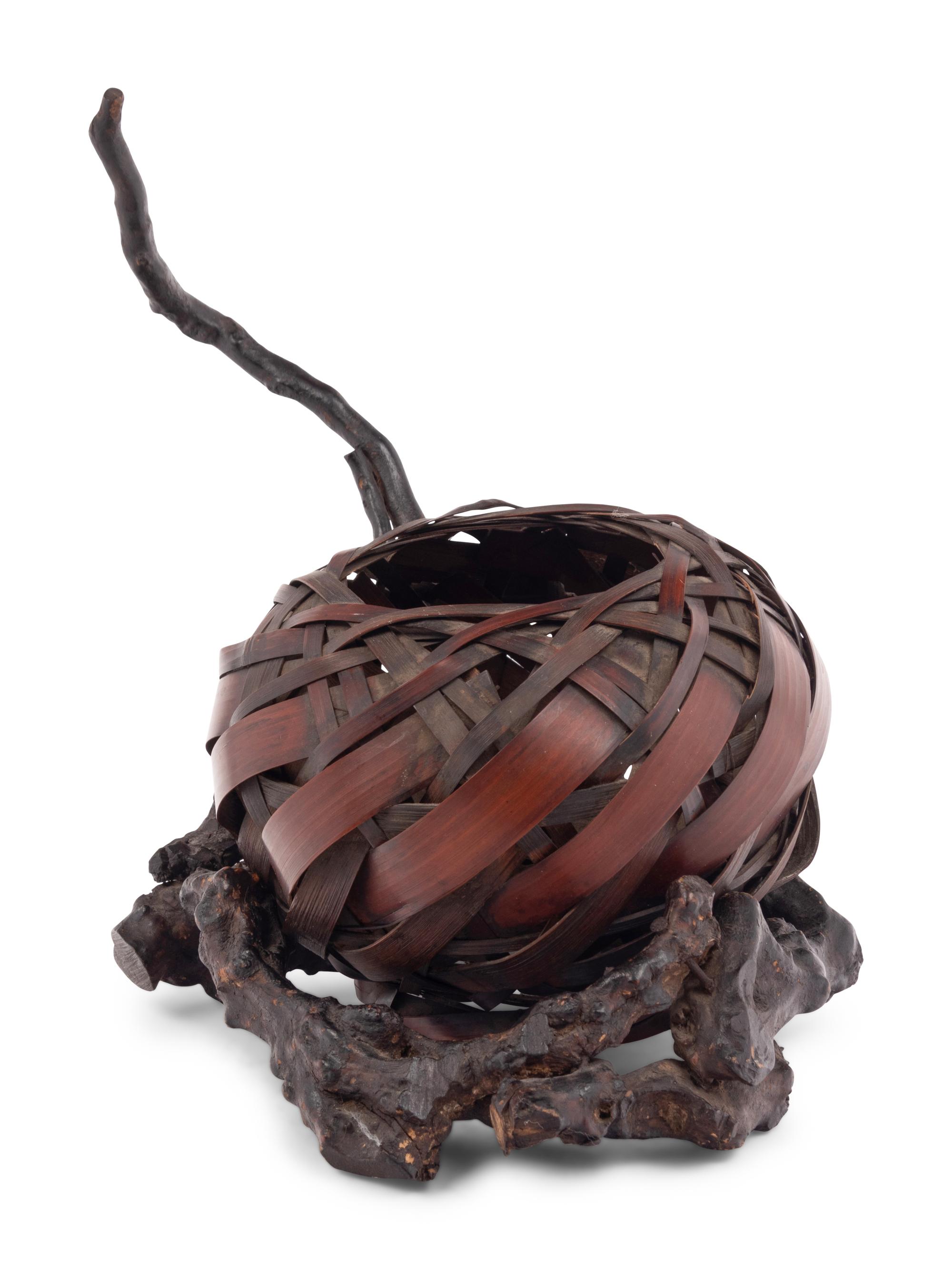 A Japanese Ikebana Bamboo Flower Arranging Basket