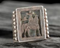 Silver Storyteller Ring, Cowboy Scene