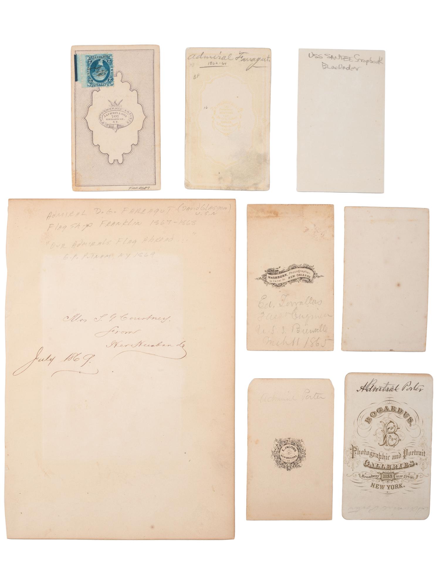 [CIVIL WAR]. A group of 8 photographs of Union Naval officers, incl. portraits of David G. Farragut and David D. Porter.