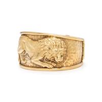 YELLOW GOLD LION BANGLE BRACELET