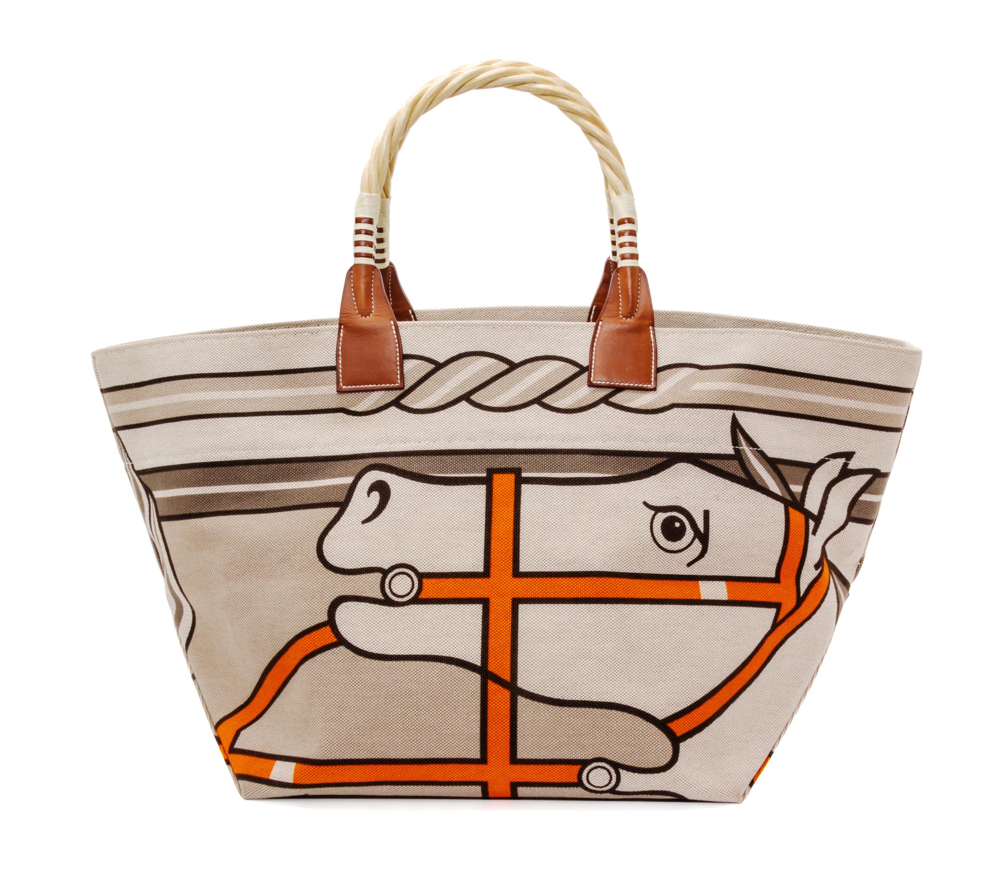 An Hermes Steeple Toile Tote Bag, 22" x 12" x 12".
