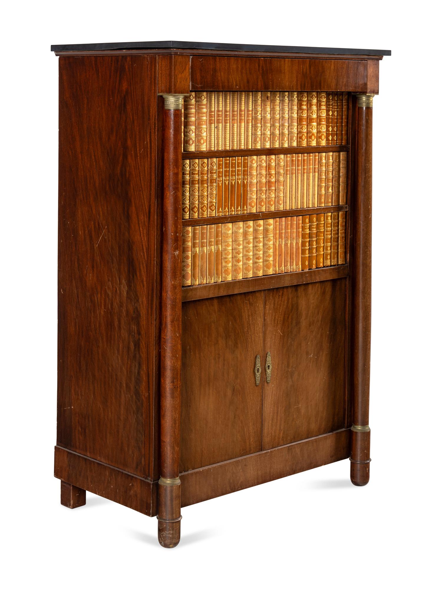 A Charles X Mahogany and Gilt-Metal Mounted Slate-Top Secrétaire à Abattant