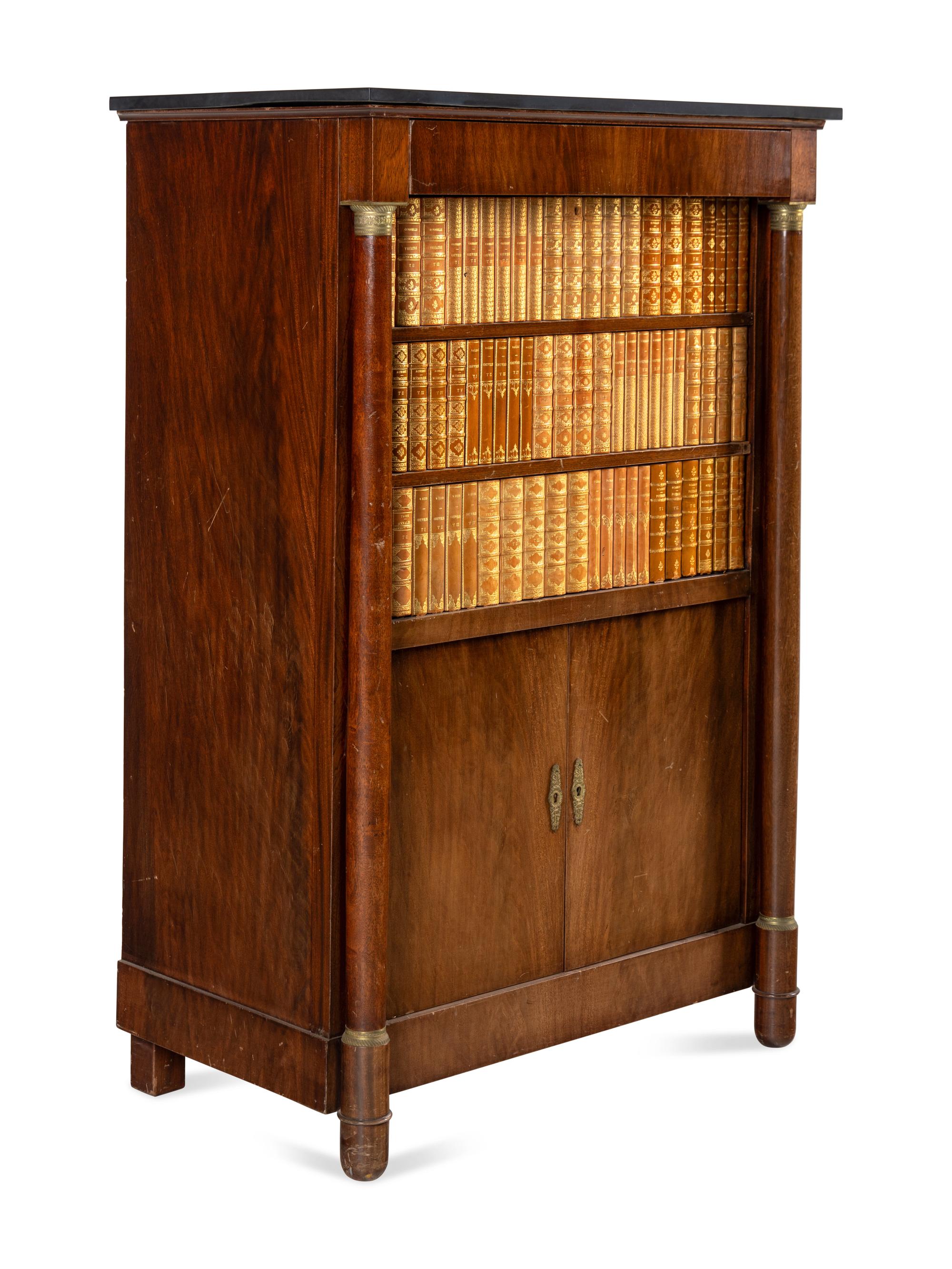 A Charles X Mahogany and Gilt-Metal Mounted Slate-Top Secrétaire à Abattant