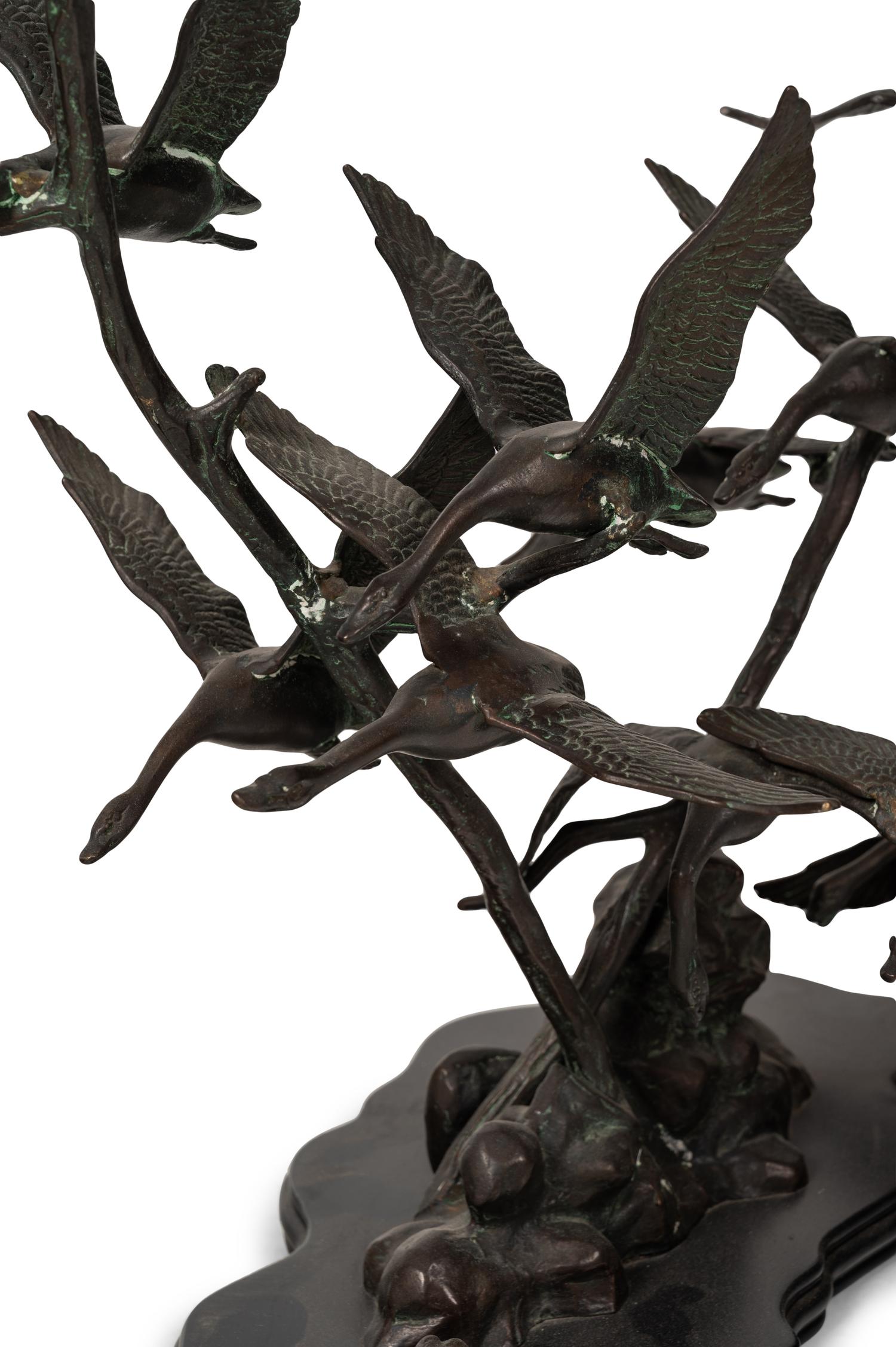 A Bronze Group of Flying Geese