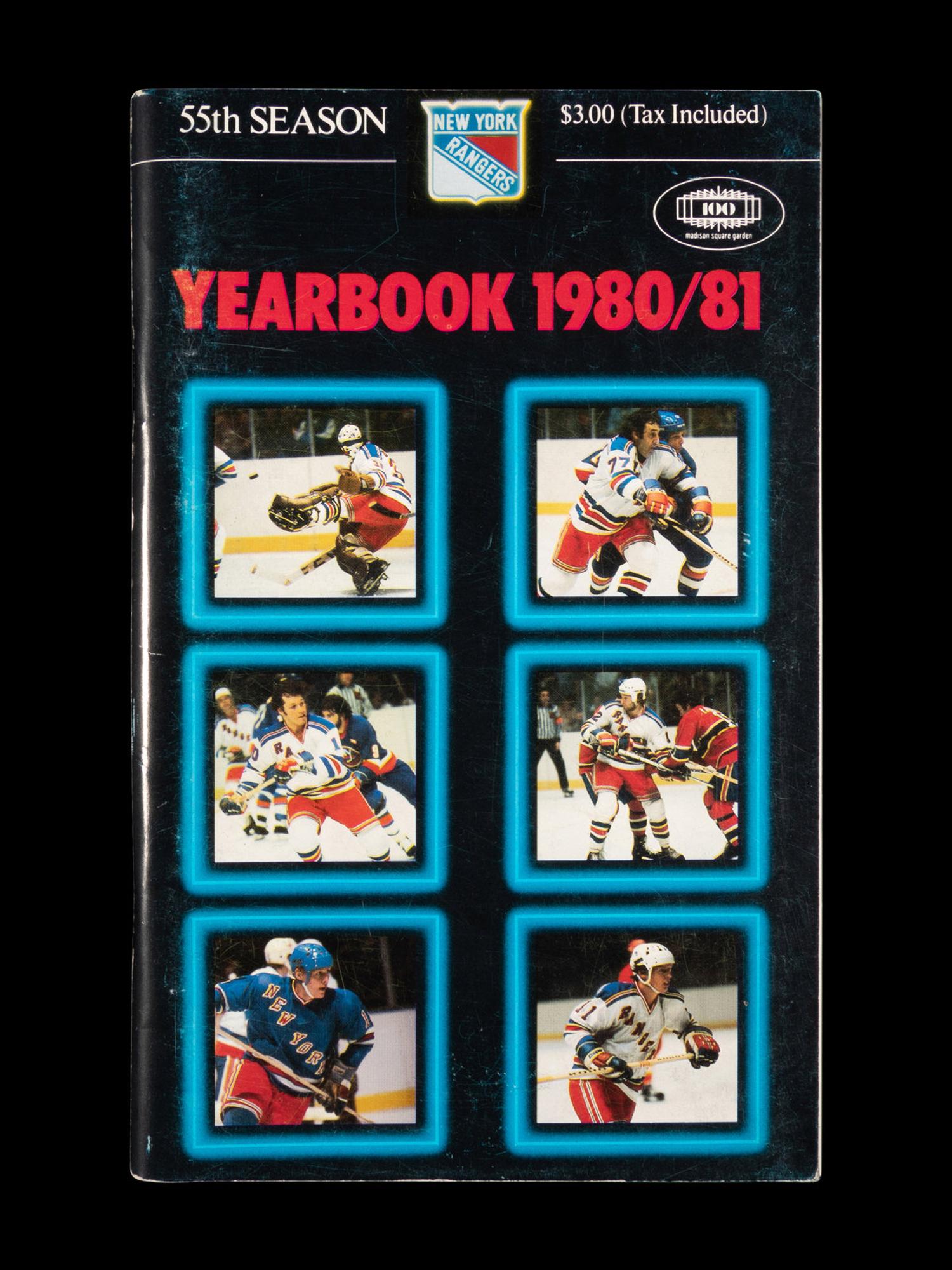 A Group of 16 1960s - 1980s New York Rangers Blue Book Media Guides,