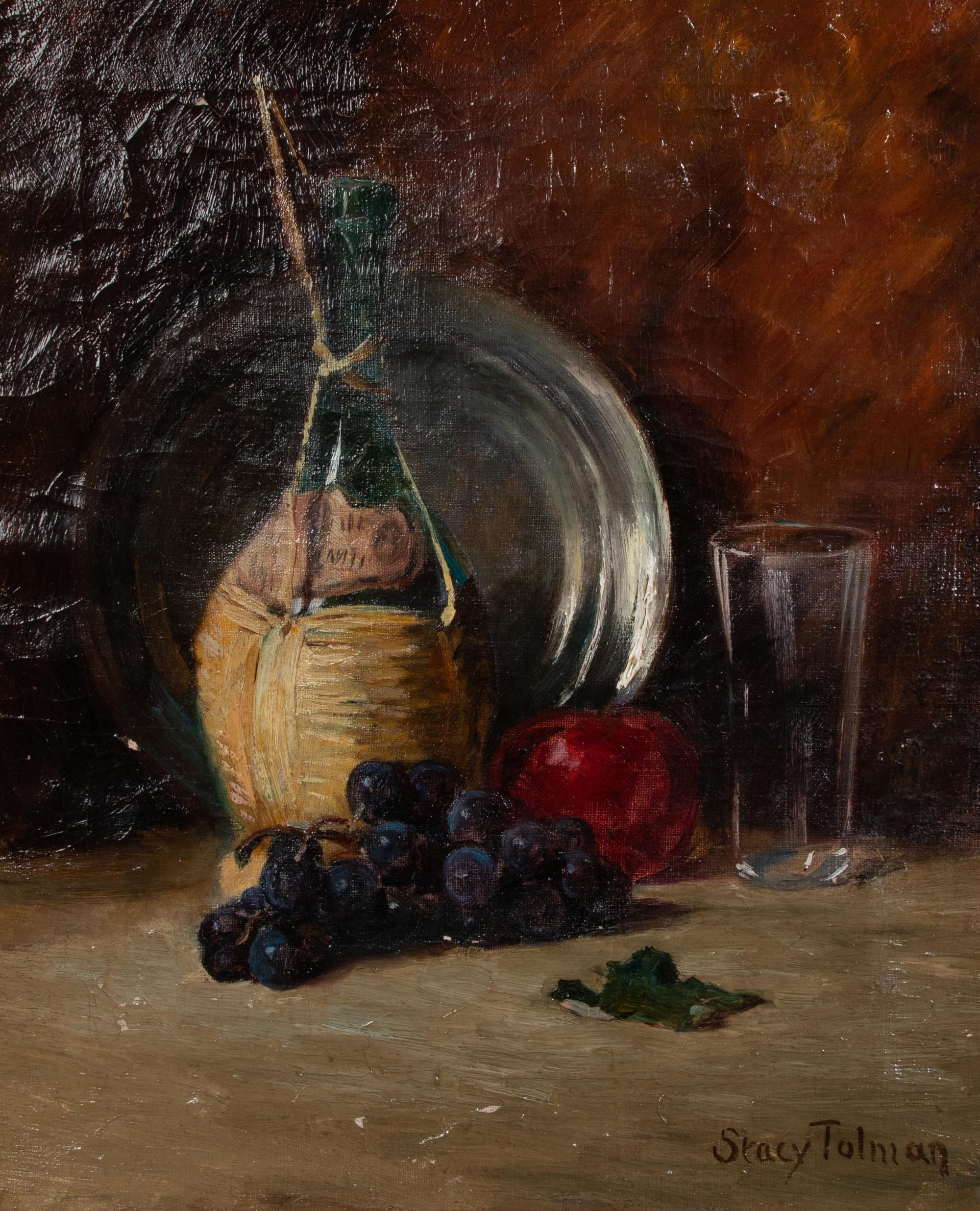 Four Still Life Paintings Depicting Fruit and Wine