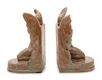 A Pair of Bronzed Composition Bookends