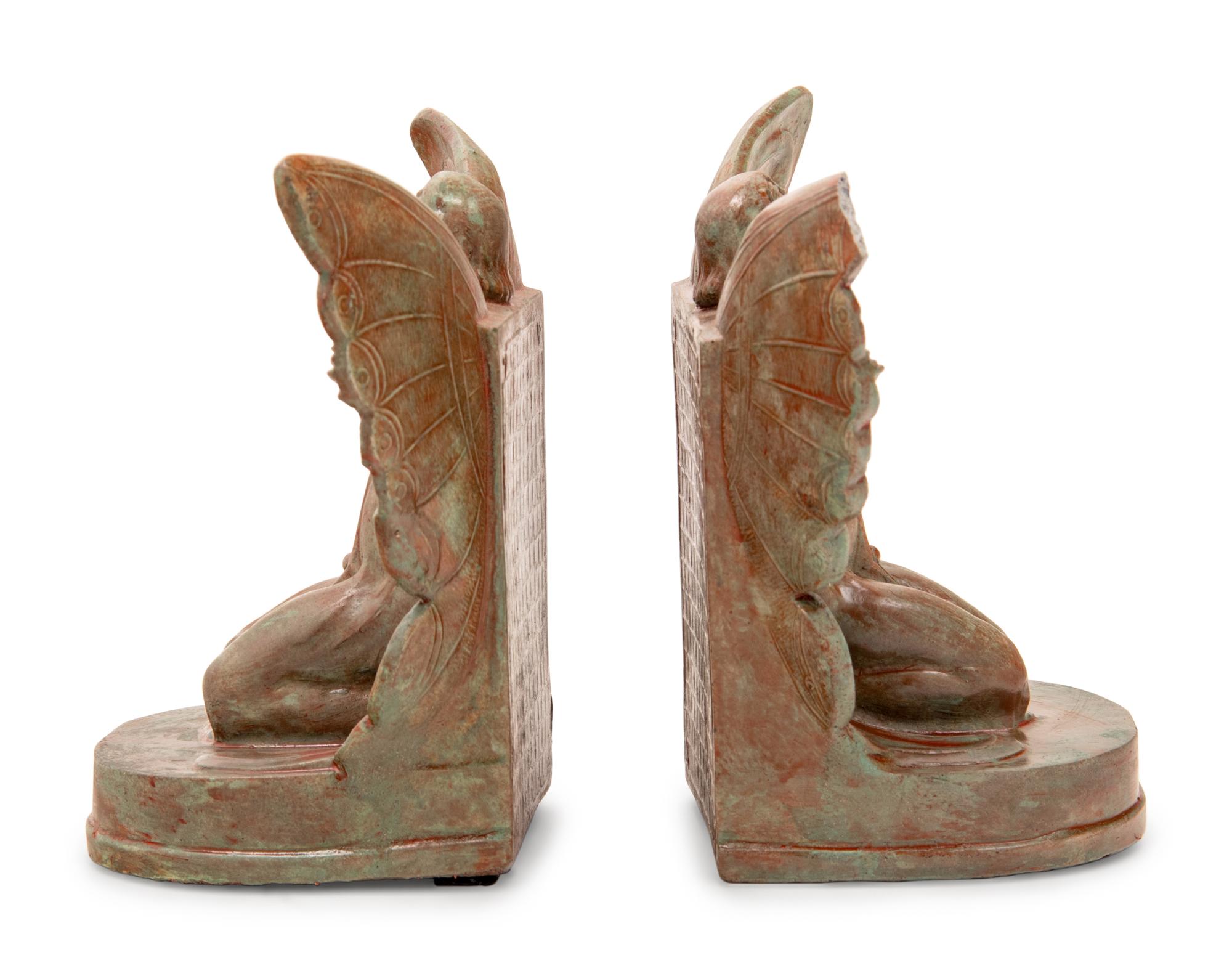 A Pair of Bronzed Composition Bookends