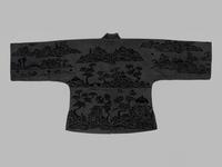 A Chinese Black Ground Silk Twill and Cut Velvet Jacket