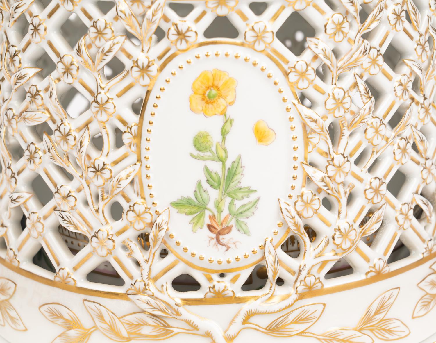 A Royal Copenhagen Flora Danica Porcelain Ice Dome and Stand