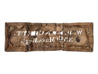 [CIVIL WAR]. Civil War soldier's stencil identified to W.R. Brackett, 35th Massachusetts Infantry, found at Cold Harbor.