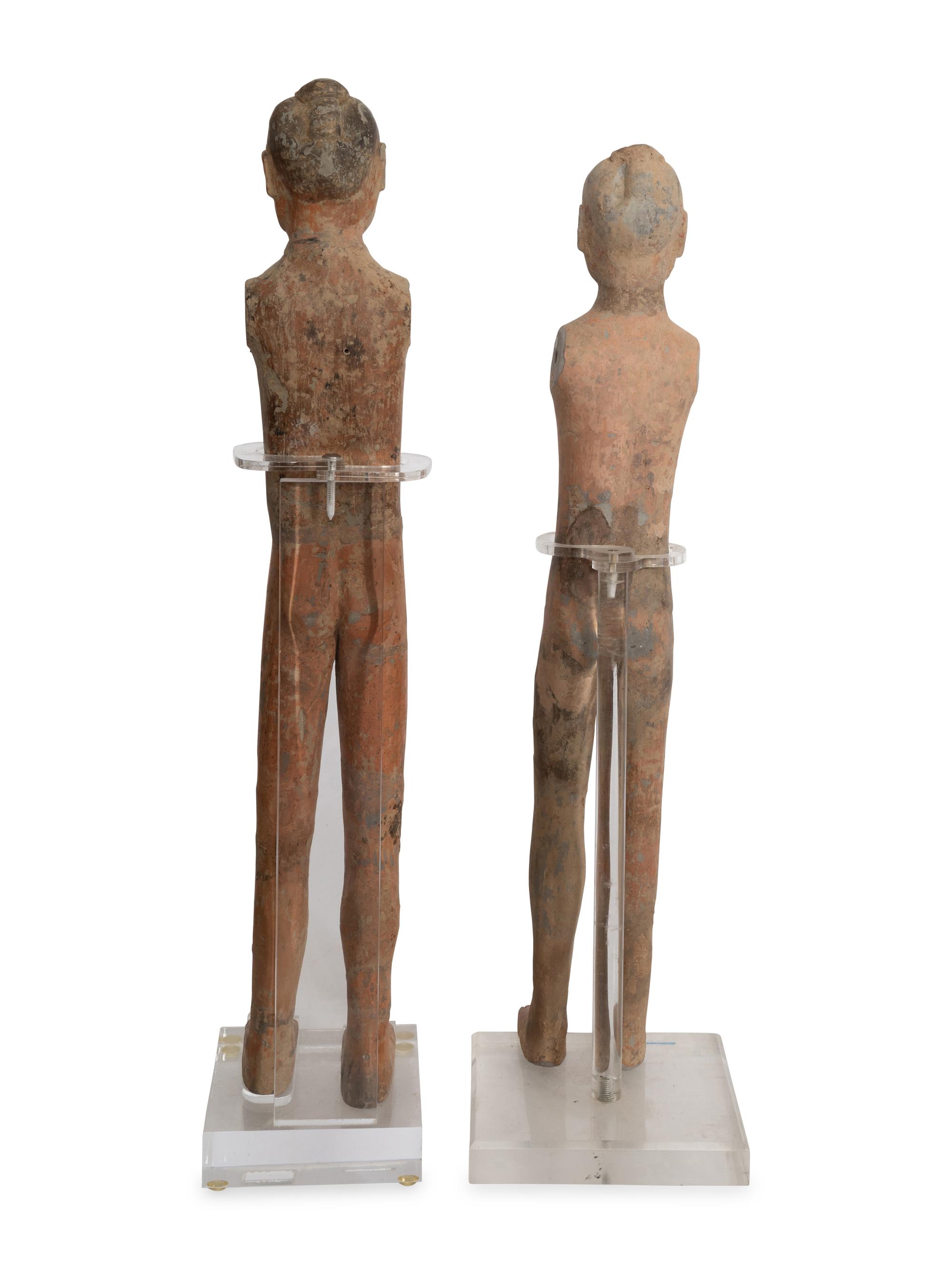Two Chinese Painted Pottery "Stick Figures"