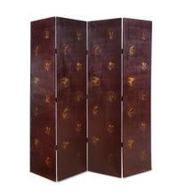 A Chinoiserie Decorated Leather Four-Panel Floor Screen