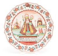 An Our Lady of Kevelaer Polychrome Creamware Plate Diameter 9 1/2 inches. — DUTCH, 19TH CENTURY