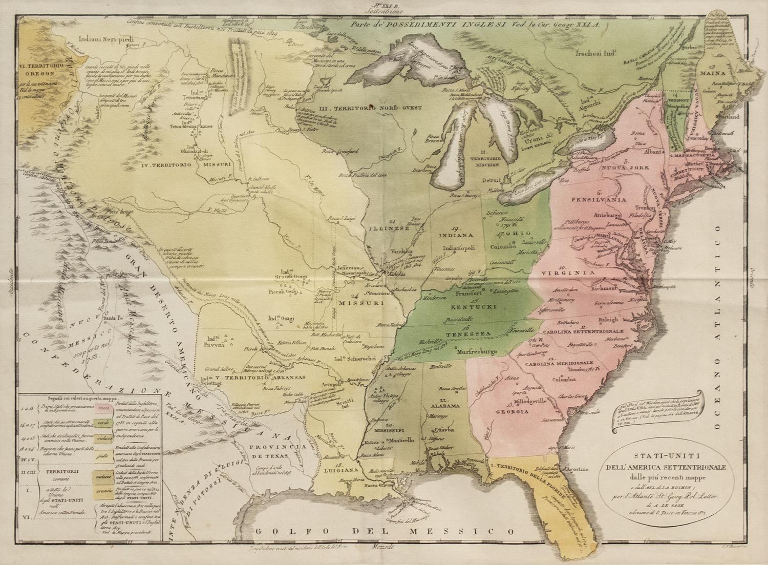 TASSO, Giralomo (1570-1630). Stati-Uniti dell' America Settentrionale dalle Piu Recenti Mappe. Venice, 1832.