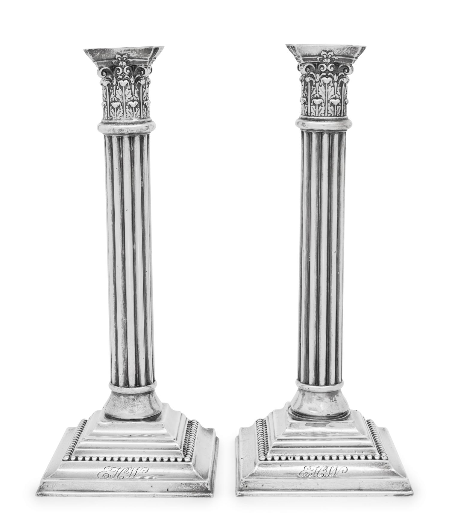 A Pair of American Silver Candlesticks