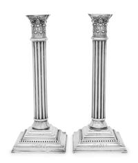 A Pair of American Silver Candlesticks