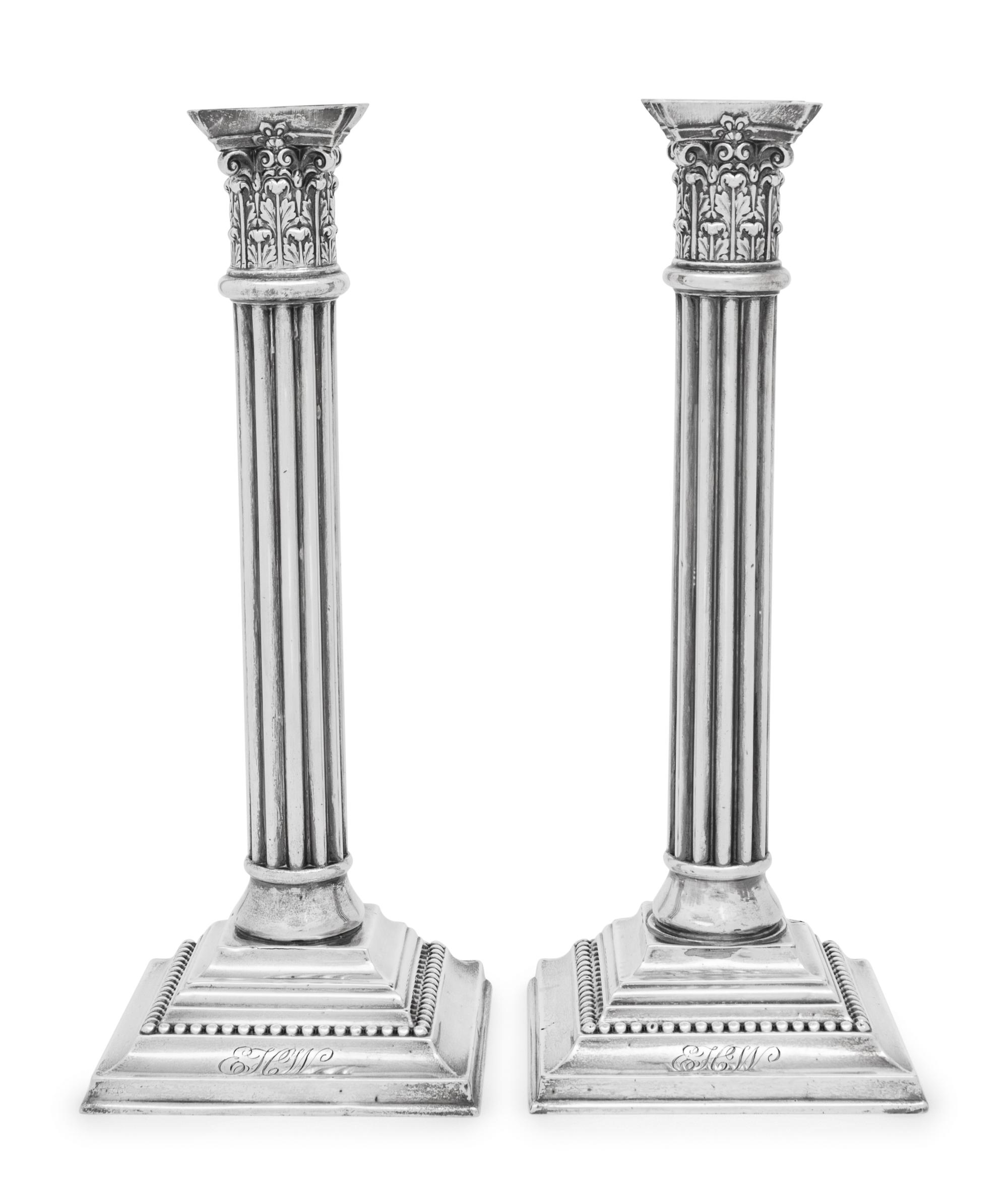 A Pair of American Silver Candlesticks