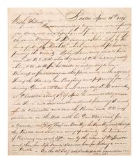 [PIRATES]. 3 page ALS describing botched pirate execution. Boston, 16 April 1819.