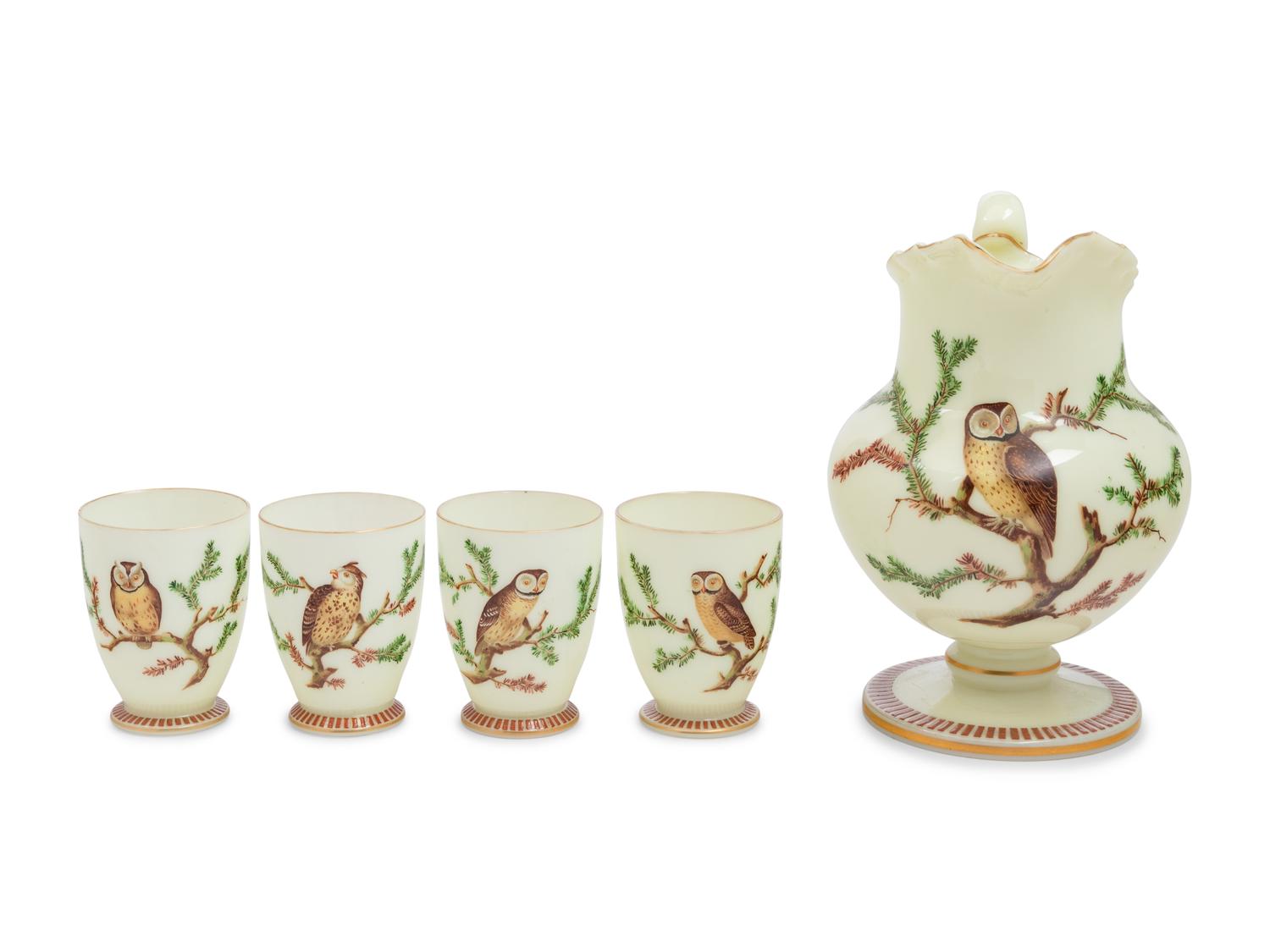An Opaline Glass Drink Service