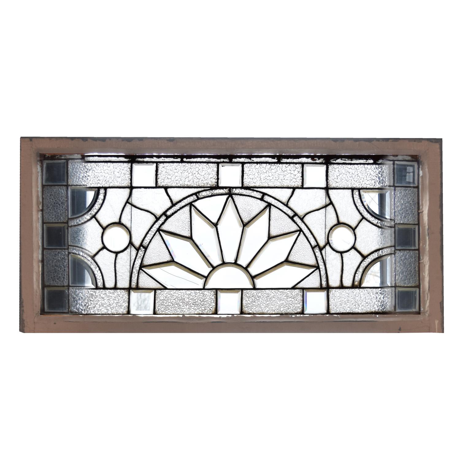 A Leaded Glass Window 52" W x 2.5" D x 23.5" H — United States, 19th Century