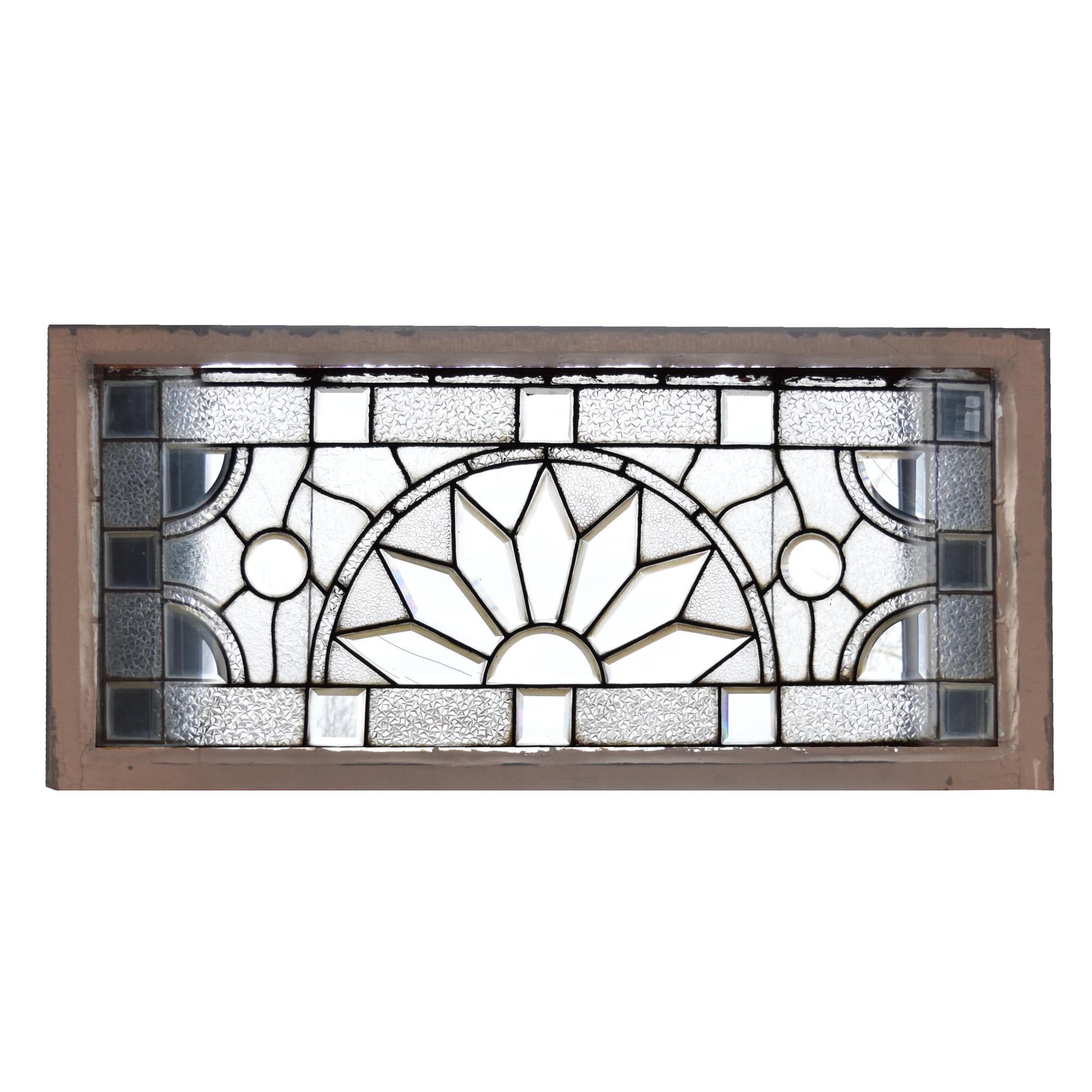 A Leaded Glass Window 52" W x 2.5" D x 23.5" H — United States, 19th Century