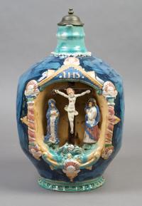 A German Ceramic Wine Pitcher, Height 13 3/4 inches.