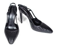 A Pair of Bottega Veneta Black Intrecciato Slingbacks, Size 38.5.