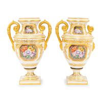 A Pair of Derby Painted Porcelain Vases