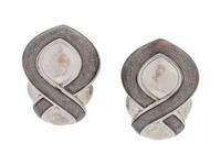 A Pair of Silver and Enamel Earclips, De Vroomen,