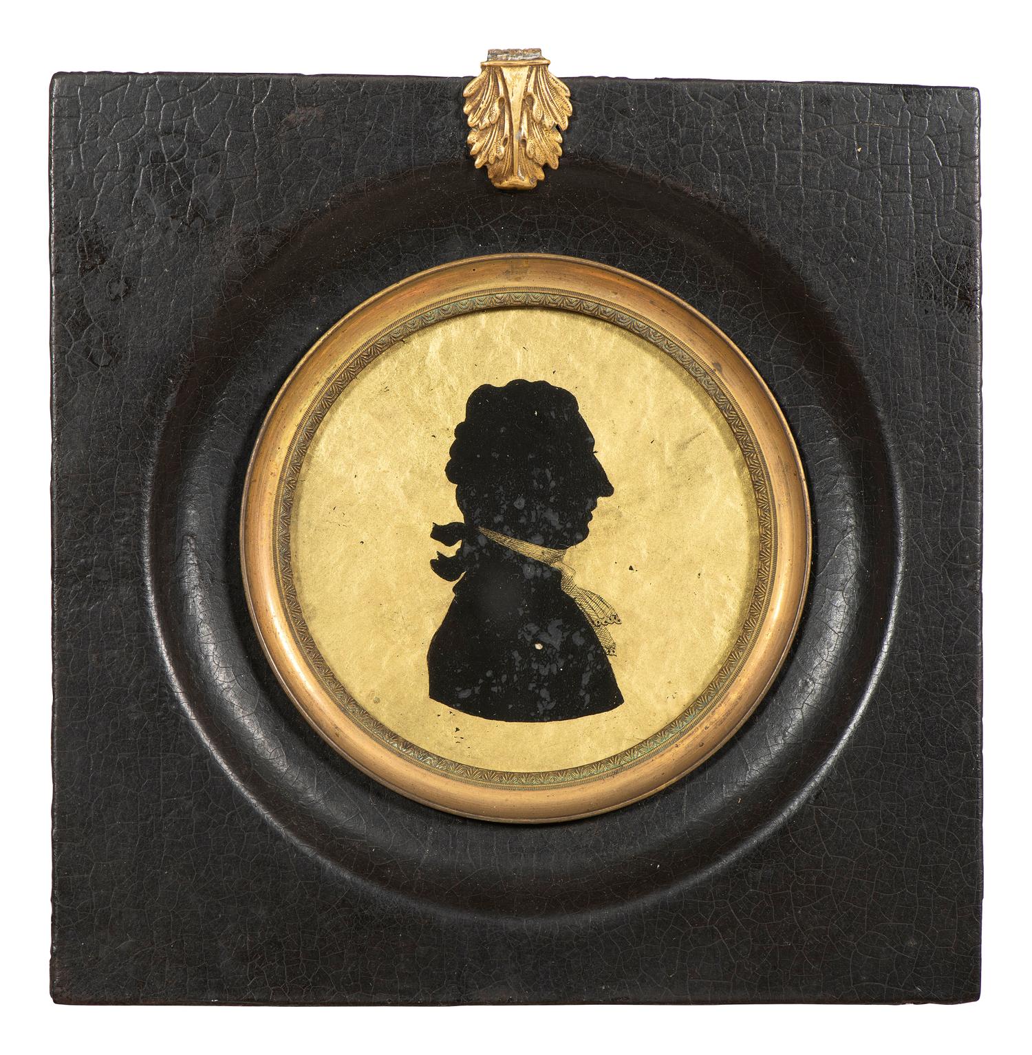 Six Verre Eglomise Silhouette Portraits of Gentleman
